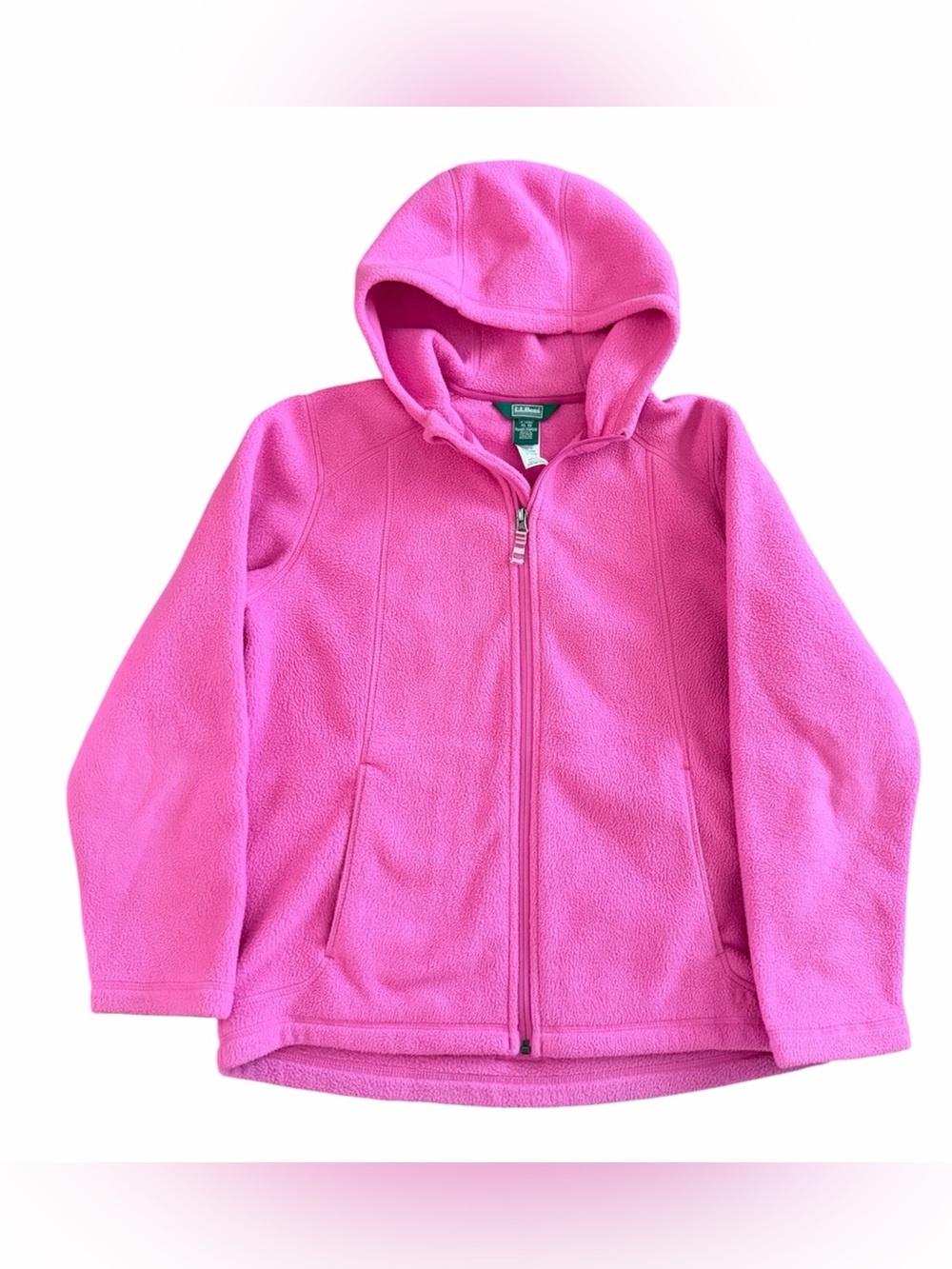 L.L. Bean Girls' Bright Pink Hooded Fleece Zip Jacket size XL